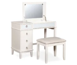 Piper White Mirror Vanity Set With Stool