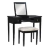 Black Butterfly Mirror Vanity Set With Stool