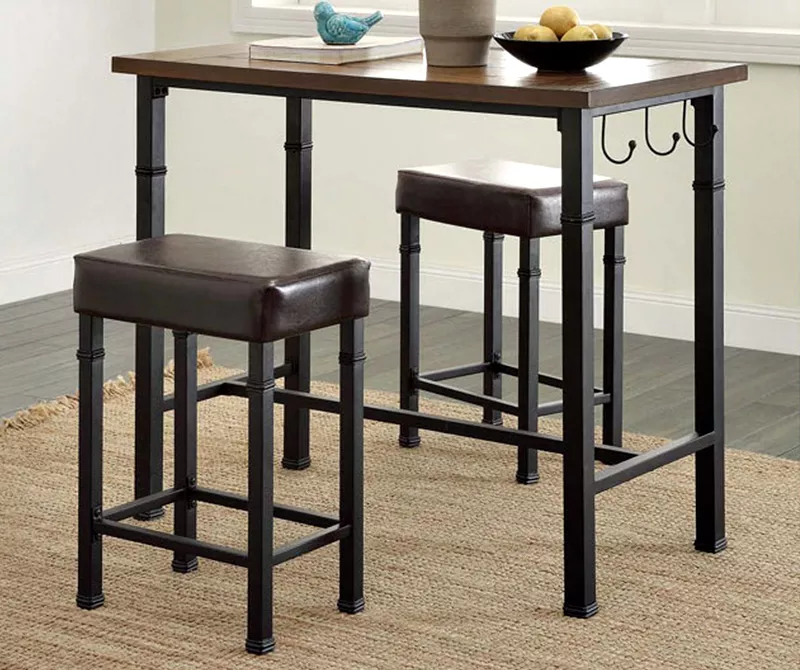 Luke Industrial 3-Piece Pub Table Set With Hooks - Image 3