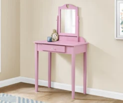 Pink Vanity Table With Mirror