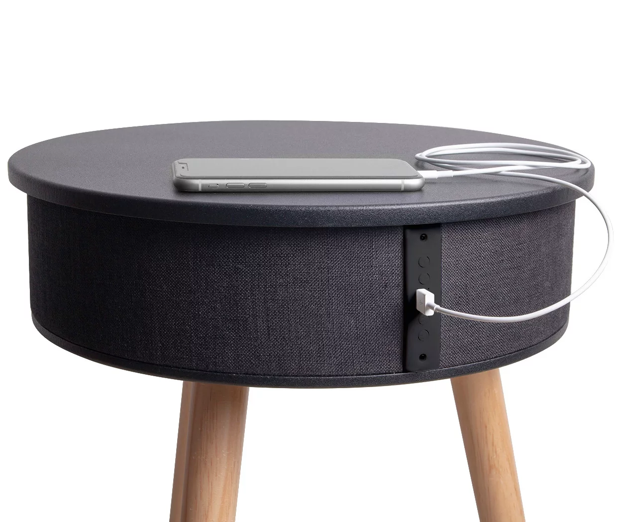 Black End Table With Bluetooth Speaker & USB Port - Image 3