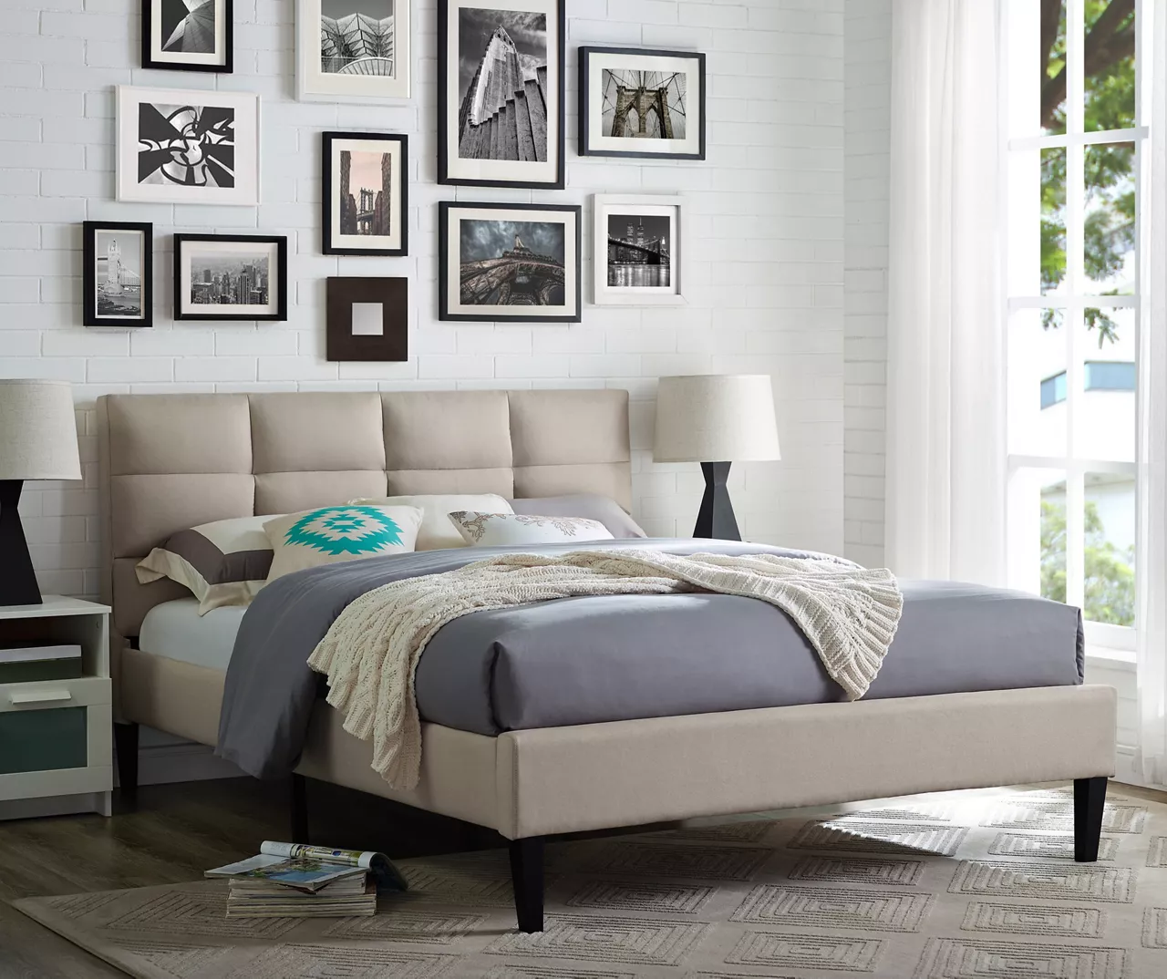 Orson Beige Full Upholstered Bed - Image 4