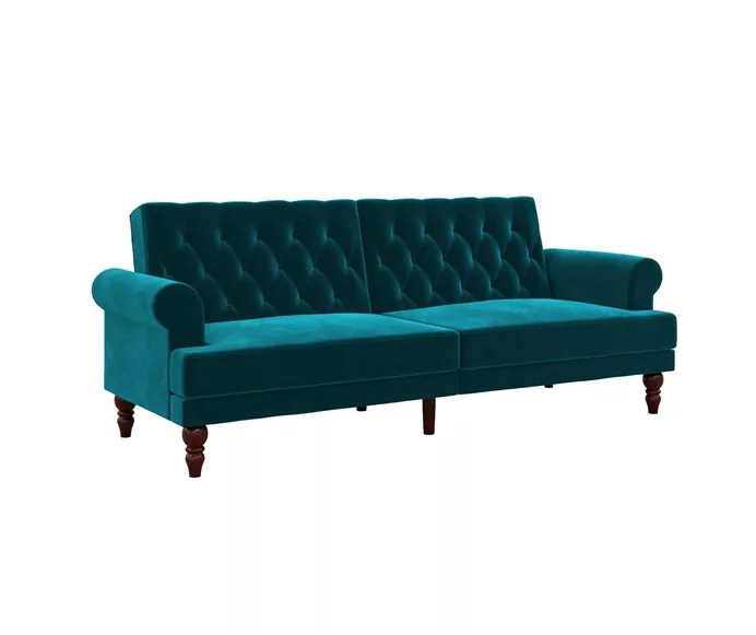 Cassidy Green Velvet Convertible Sleeper Futon - Image 4