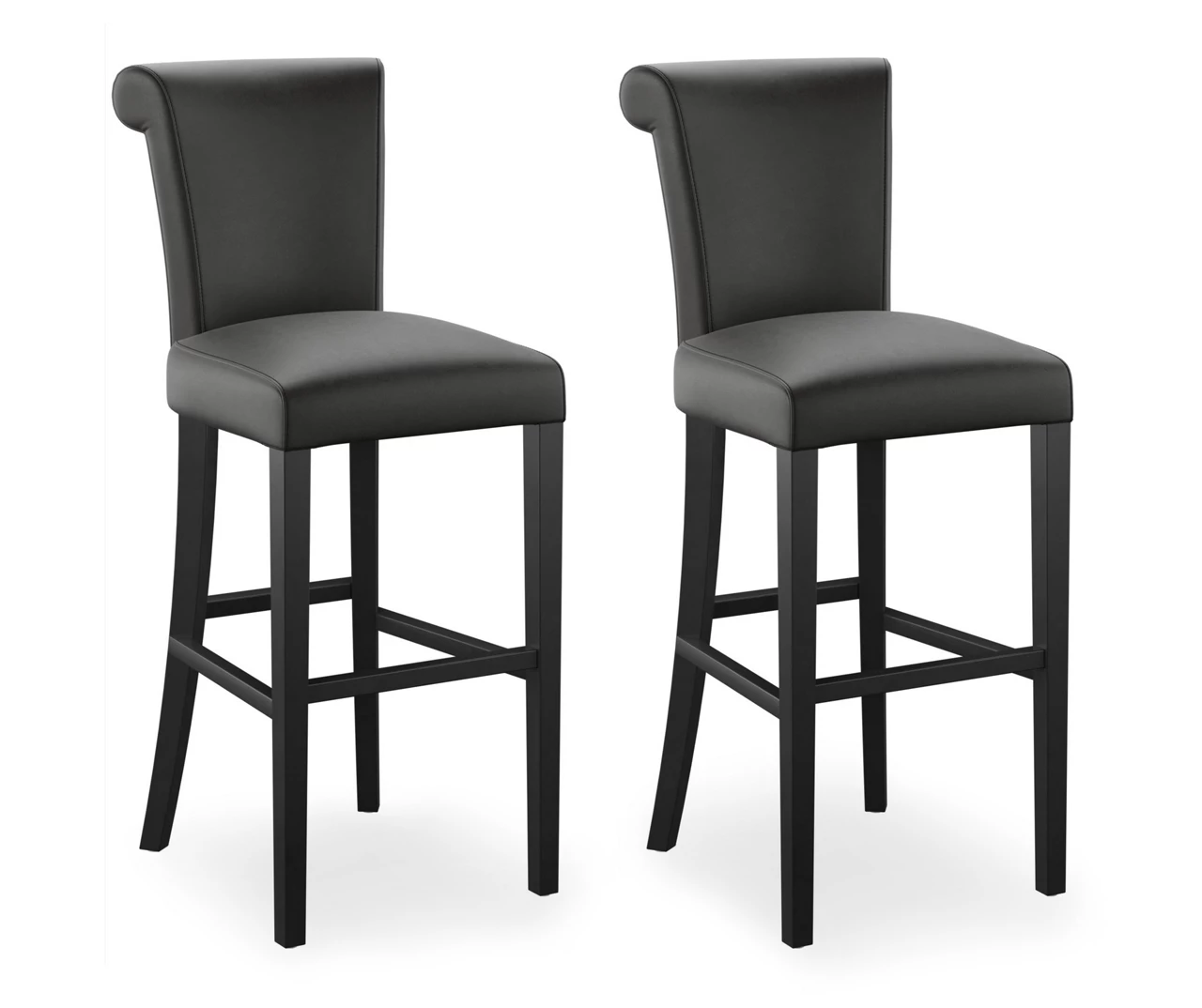 30" Black Faux Brushed Leather Bar Stools, 2-Pack - Image 5