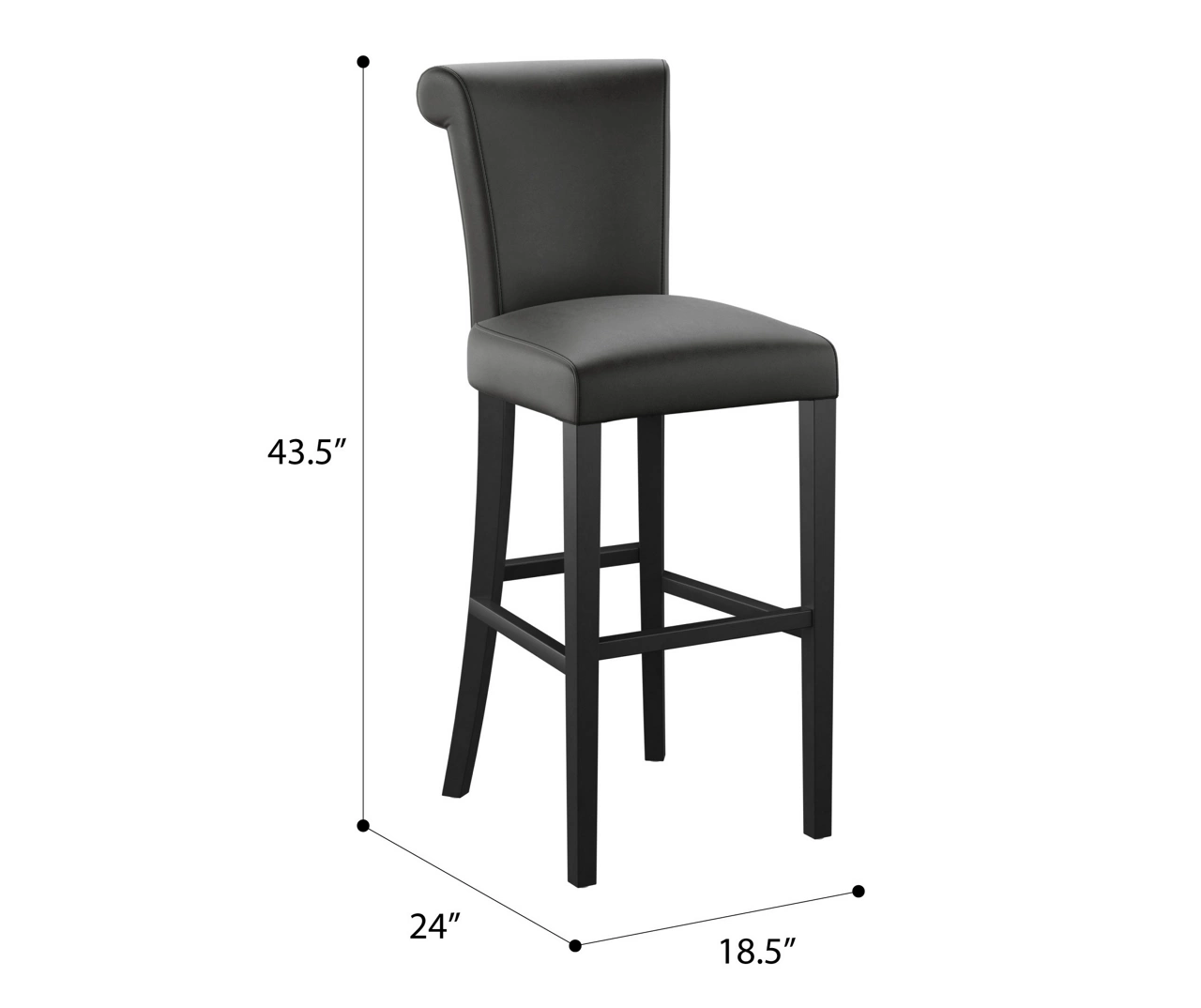 30" Black Faux Brushed Leather Bar Stools, 2-Pack - Image 11
