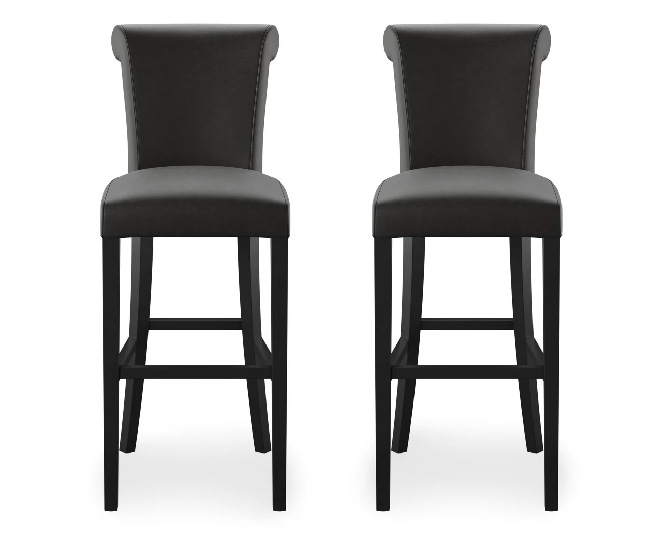 30" Black Faux Brushed Leather Bar Stools, 2-Pack - Image 6