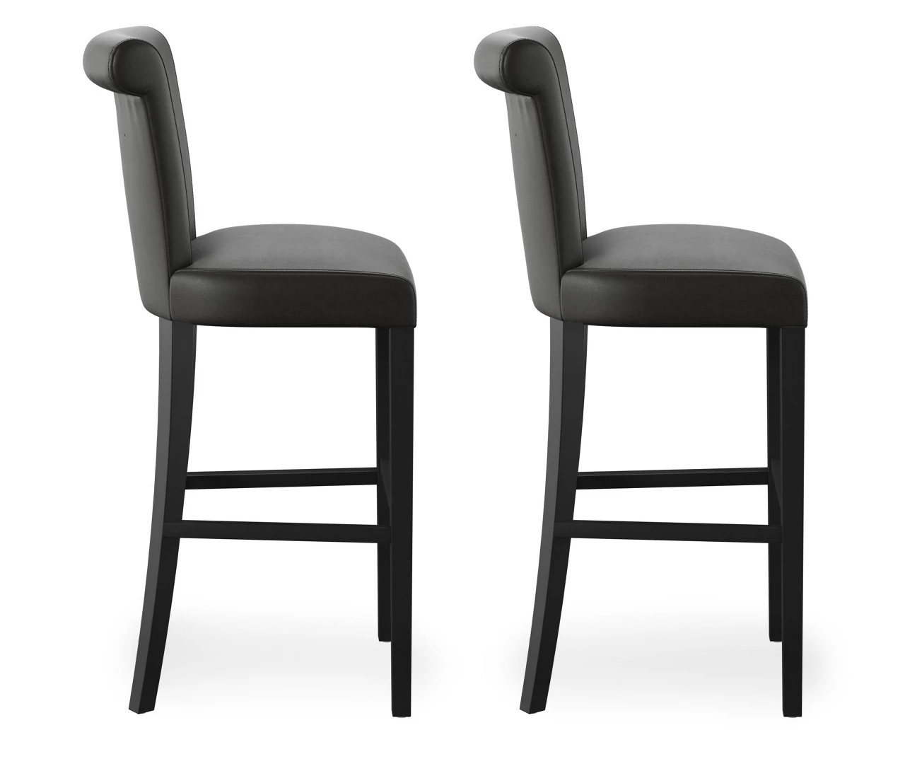 30" Black Faux Brushed Leather Bar Stools, 2-Pack - Image 7