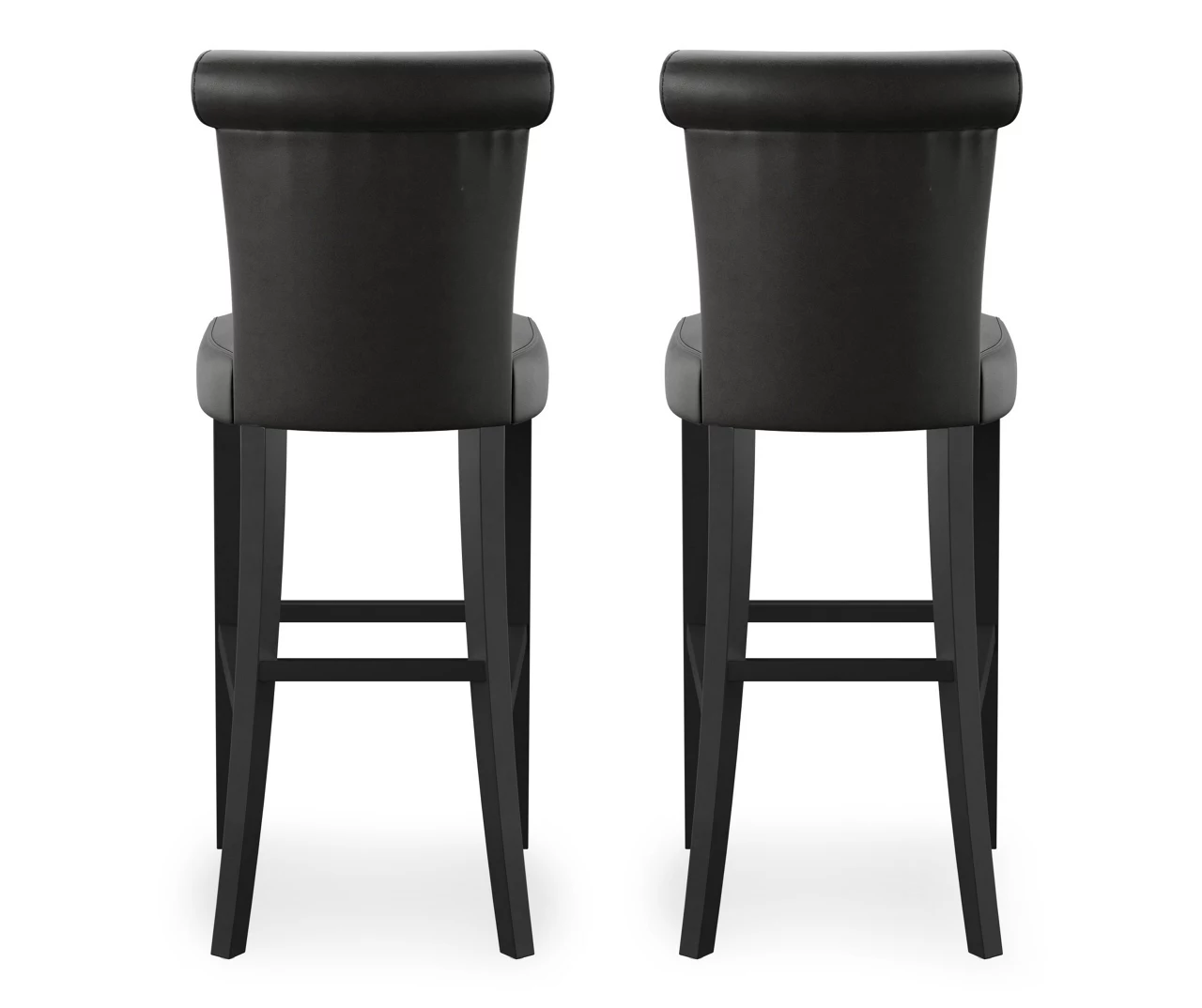 30" Black Faux Brushed Leather Bar Stools, 2-Pack - Image 9