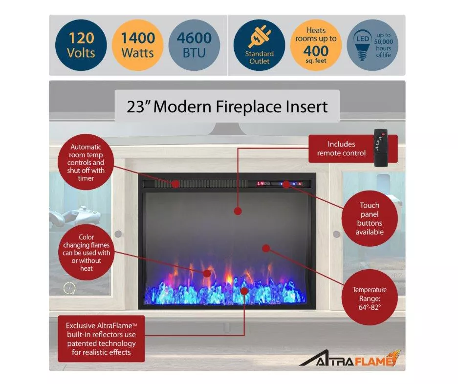 70" Intrepid Light Walnut Deluxe Electric Fireplace Console - Image 4