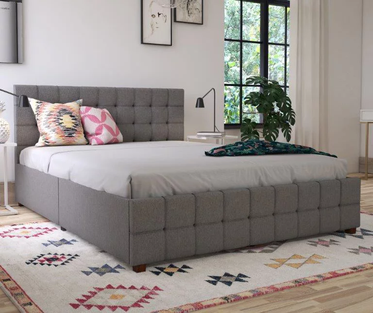 CosmoLiving Elizabeth Gray Linen Storage Bed - Image 4