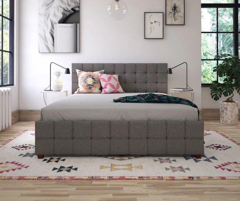 CosmoLiving Elizabeth Gray Linen Storage Bed - Image 5