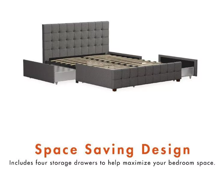 CosmoLiving Elizabeth Gray Linen Storage Bed - Image 7