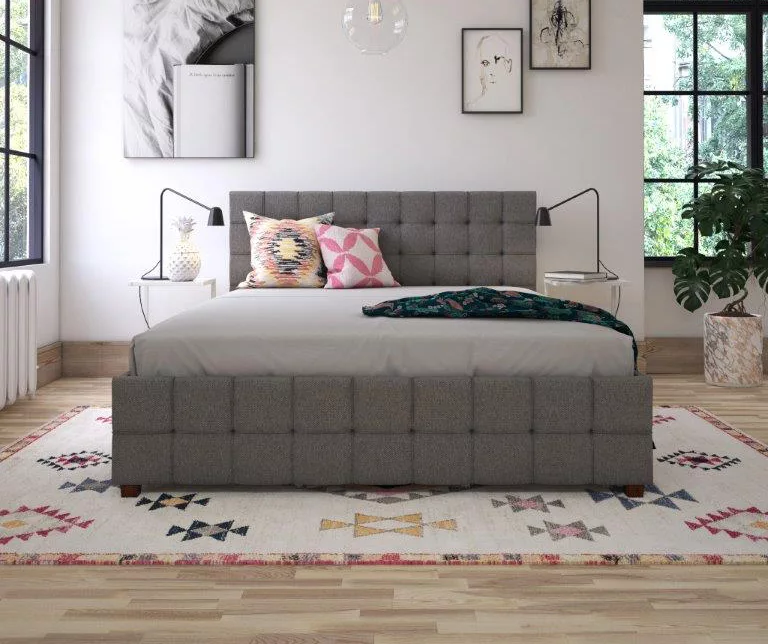 CosmoLiving Elizabeth Gray Linen Storage Bed - Image 2