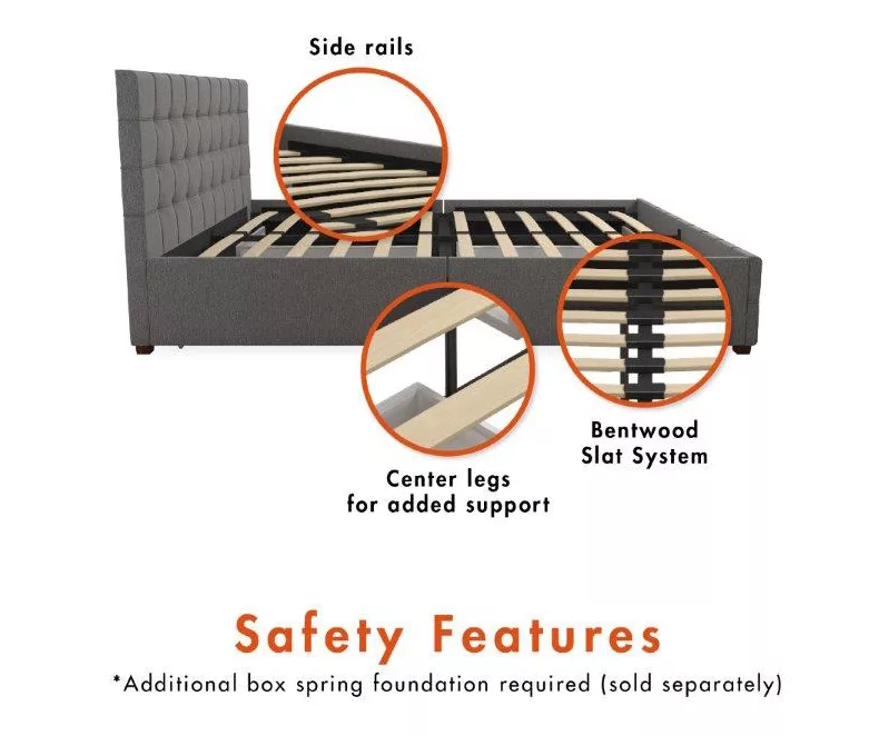 CosmoLiving Elizabeth Gray Linen Storage Bed - Image 11