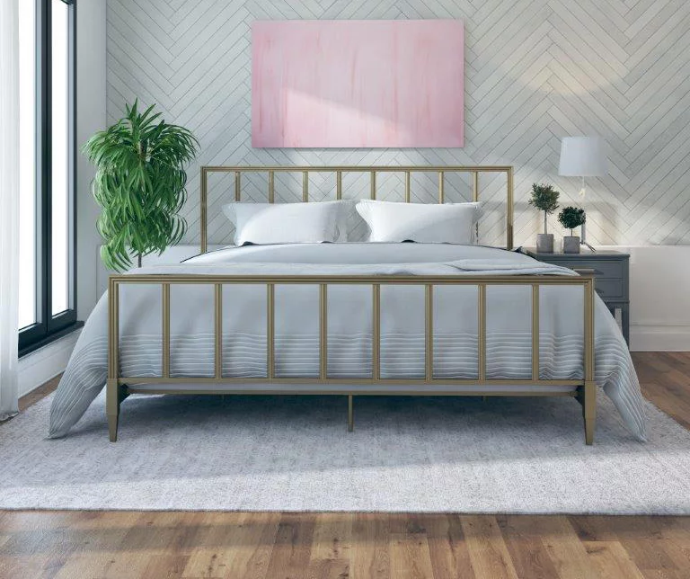CosmoLiving Blair Brass Metal King Bed - Image 3
