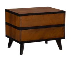 Manhattan Walnut 2-Drawer Mid-Century Wood Nightstand