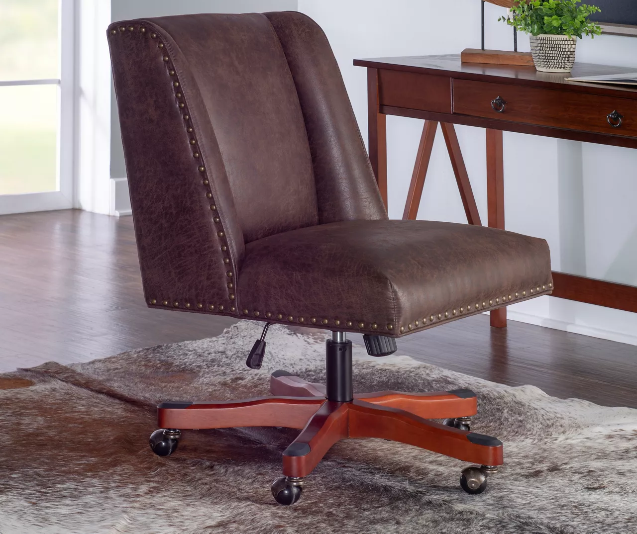 Austin Dark Walnut Upholstered Office Chair - Image 2