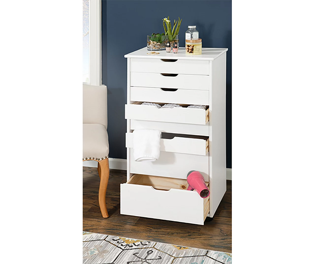 Craft Mate White Wood 8-Drawer Rolling Storage Cart - Image 2