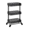 Mabry Black 3-Tier Pierced Floral Rolling Cart