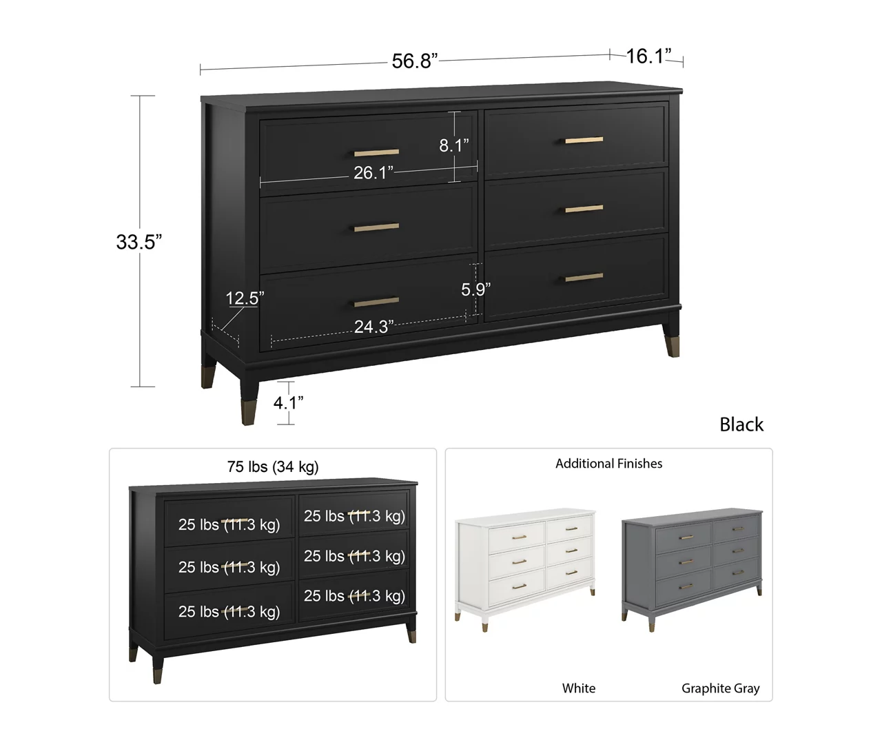 CosmoLiving Westerleigh 6-Drawer Dresser - Image 5