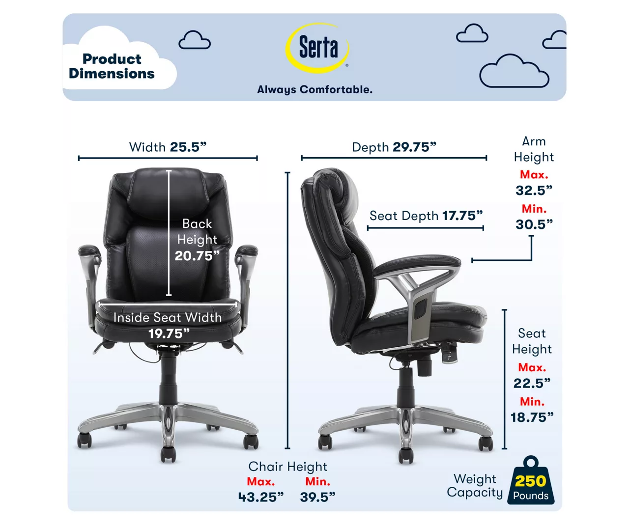 Anniston Black Bonded Leather Office Chair - Image 5