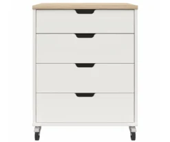 Evolution Vantage White & Weathered Oak 4-Drawer Storage Cart