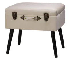 Seashell White Velvet Suitcase Storage Stool