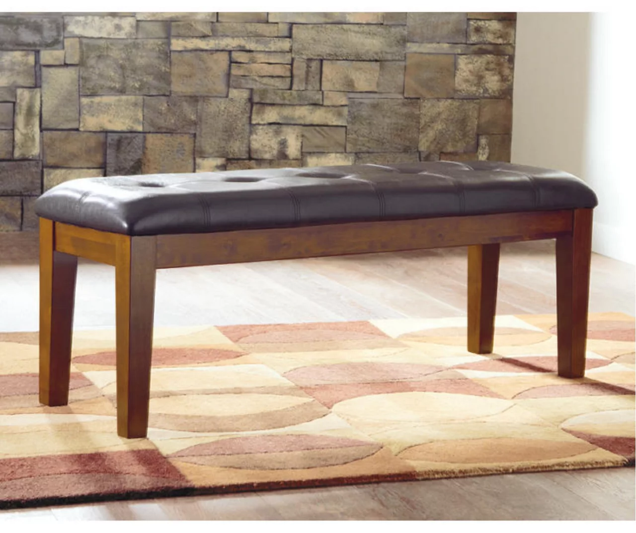 Ralene Faux Leather Dining Bench - Image 2