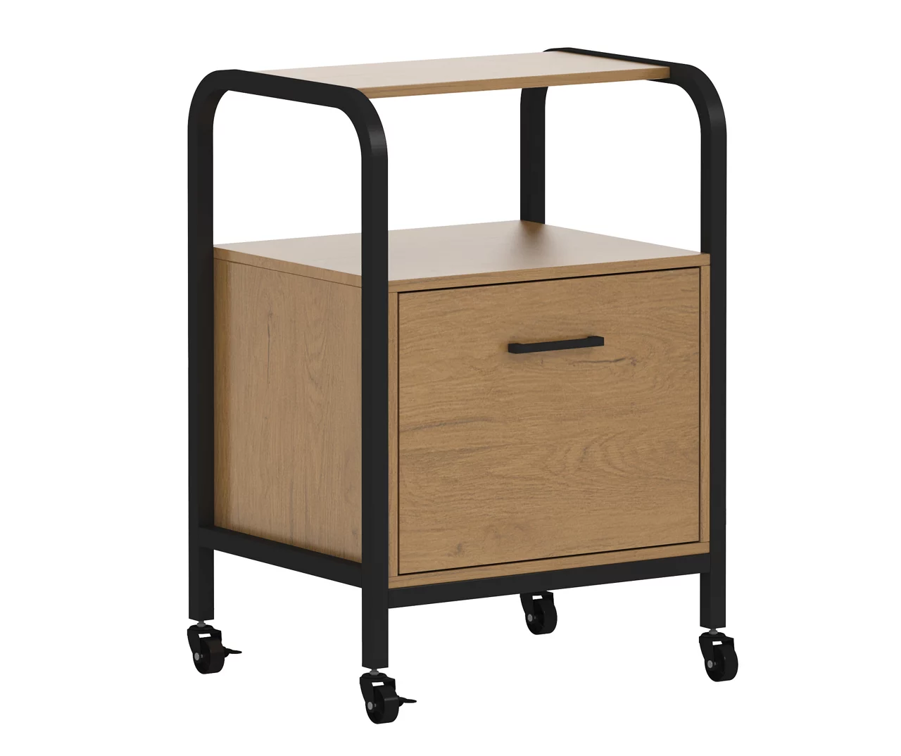 Wood & Metal File Rolling Storage Cart