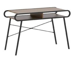 Black Metal & Woodgrain Rounded Edge Desk