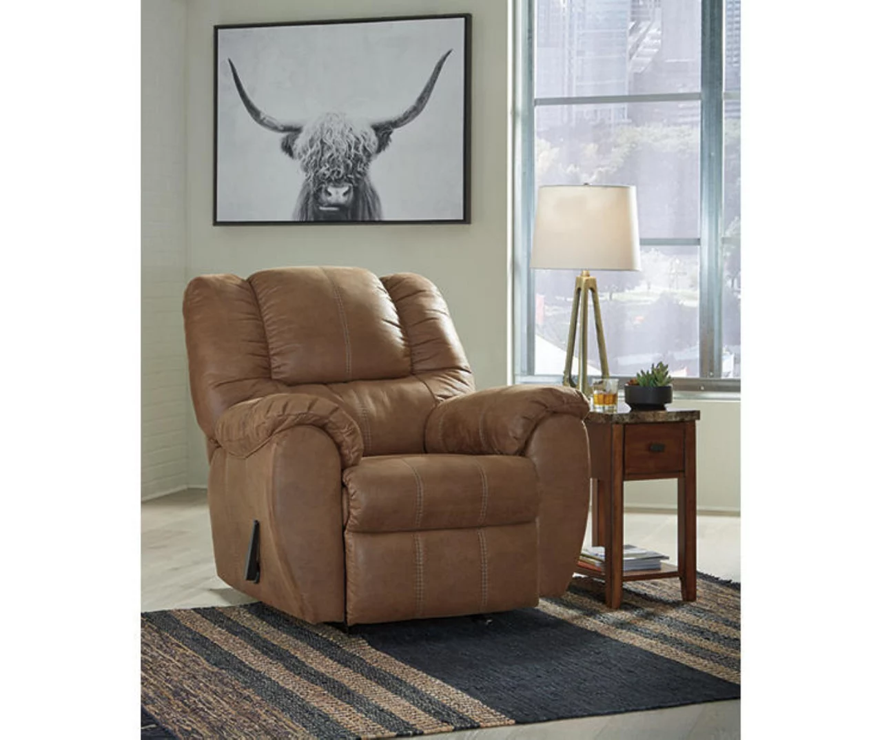 McGann Saddle Faux Leather Rocker Recliner - Image 2