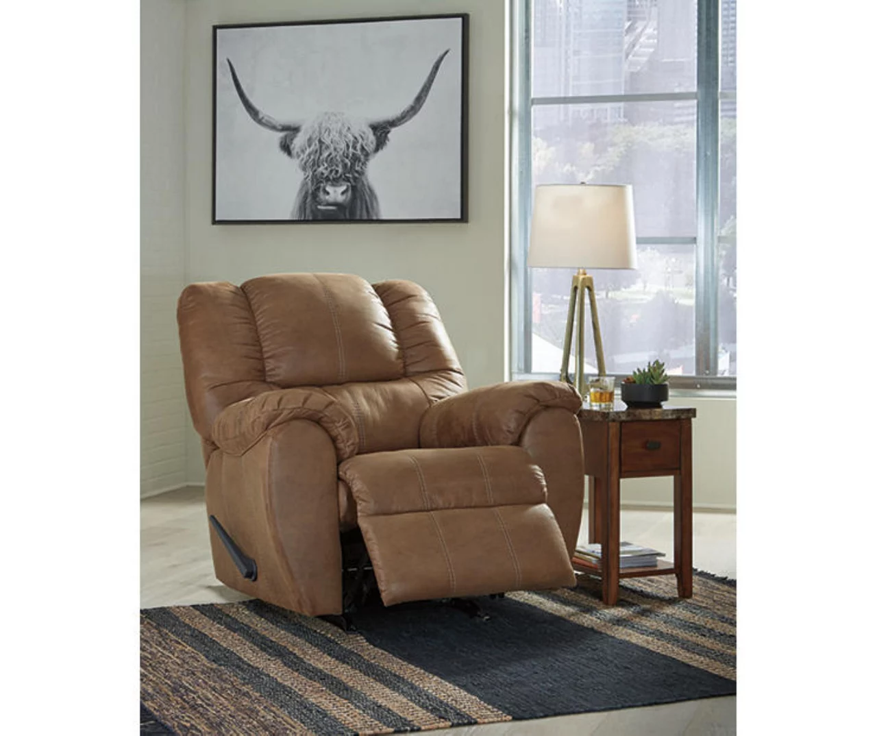 McGann Saddle Faux Leather Rocker Recliner - Image 3